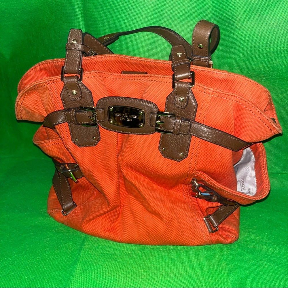 Michael Kors Orange and Brown Shoulder Bag with Sporty Design